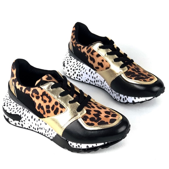 Steve Madden Leopard Animal Cliff Sneakers - Picture 2 of 8